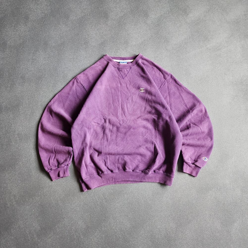 Vintage Champion Purple Blank Essential Pullover Sweatshirt Large